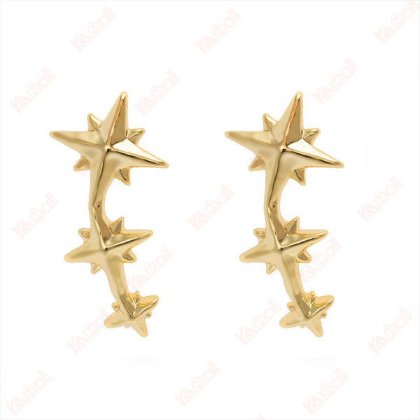 gold plated star string earrings